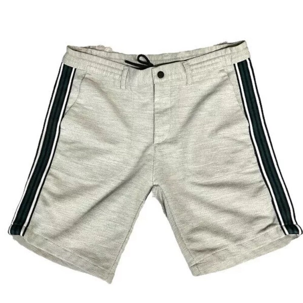 Zara Man Shorts M Athletic Jogging Gray Striped Pockets Gym Running